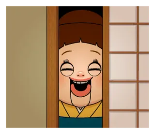☺️ Kreskówka, Kobieta, Azjatycka, Uśmiechnięta, Humor telegram sticker