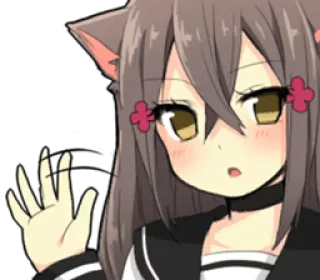 👋 Anime, Catgirl, Dễ thương, Cô gái, Tai, Kawaii telegram sticker