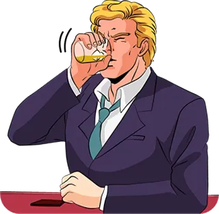 🥃 uomo, bere, alcol, completo, anime, retro telegram sticker