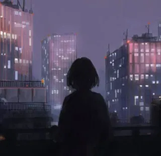 🖤 panorama urbano, notte, edifici, silhouette, opera d'arte, urbano telegram sticker