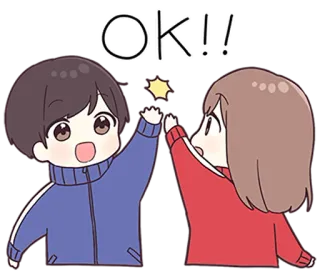 🌟 OK!! Toca aqui, Concordância, Celebração, Desenho animado, Amizade telegram sticker