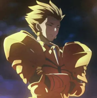 ✨ Gilgamesh Fate Anime, Postać, Pewny siebie, Złoty, Wojownik telegram sticker