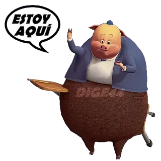 🙋‍♀️ Runt of the Litter Chicken Little ESTOY AQUI หมู, ตัวละคร, การ์ตูน, อนิเมชั่น, ทักทาย telegram sticker