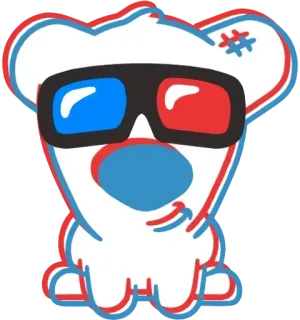 🎥 dessin animé, autocollant, personnage, ours, lunettes whatsapp sticker