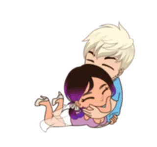 😇 커플, 사랑, 만화, 감정, 포옹, 행복 telegram sticker