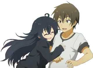 🤗 Anime, Casal, Desenho animado, Abraço, Afeição, Amizade telegram sticker