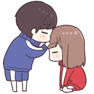 💙 cartoon, couple, anime, love, cute, affection whatsapp sticker