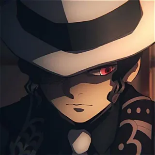 🚼 Muzan Kibutsuji Demon Slayer มุซัน คิบุตสึจิ, ดาบพิฆาตอสูร, อนิเมะ, ตัวร้าย, อสูร, หมวก, สูท whatsapp sticker