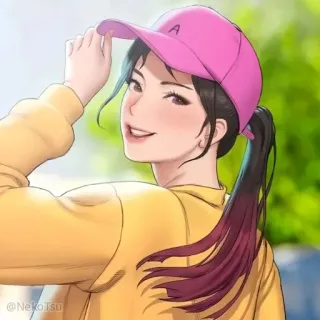 😗 Anime, Fille, Casquette, Rose, Veste, Jaune telegram sticker