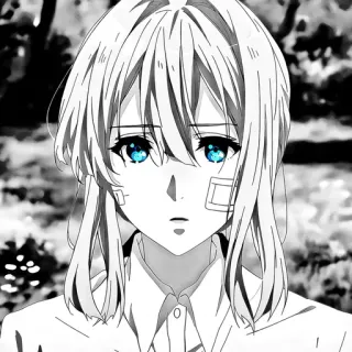 💙 Violet Evergarden Anime, Personaggio, Violet Evergarden, Triste, Ragazza, Illustrazione telegram sticker