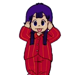 😛 desenho animado, menina, língua, pijama, anime telegram sticker