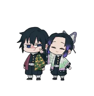 🥰 Giyu Tomioka, Shinobu Kocho Demon Slayer Anime, Chibi, Demon Slayer, Giyu Tomioka, Shinobu Kocho, Süß, Fanart telegram sticker
