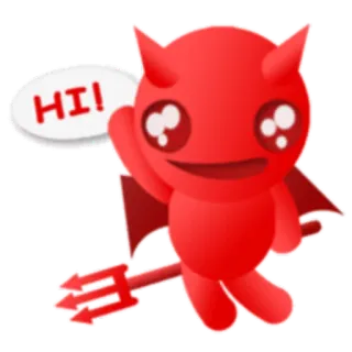 🙋 HI! 악마, 빨간색, 안녕, 만화, 인사, 악령 telegram sticker