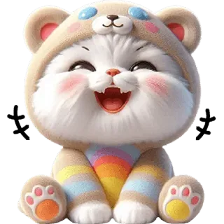 🤣 kot, zwierzę, słodki, kawaii, tęcza, naklejka whatsapp sticker