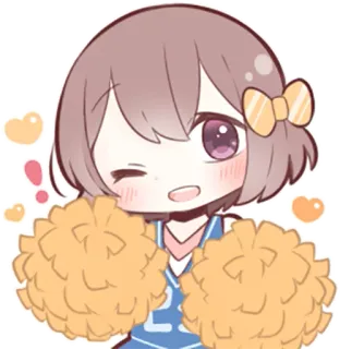 ✊ Аниме, Девочка, Черлидер, Милый, Каваий, Чиби telegram sticker