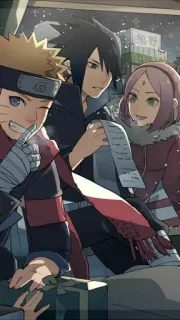 ❄️ Naruto Anime, Dessin animé, Naruto, Sasuke, Sakura, Noël, Neige telegram sticker