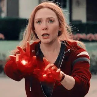 ☕️ Wanda Maximoff WandaVision Wanda Maximoff, Feiticeira Escarlate, Super-herói, Magia, WandaVision, Marvel telegram sticker