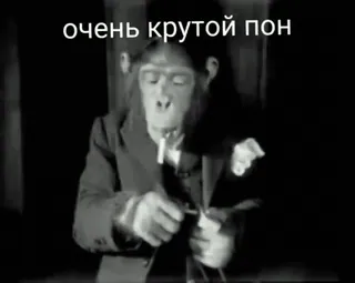 😎 очень крутой пон Affe, Anzug, Zigarette, cool, lustig telegram sticker