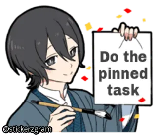 📌 Do the pinned task tarea, anime, dibujos animados, ilustración, dibujo, personaje telegram sticker