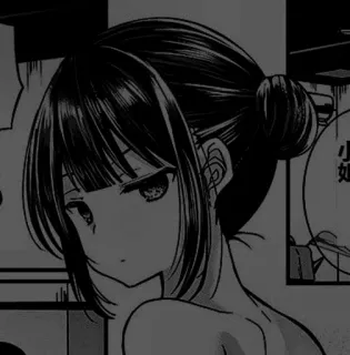⚓️ anime, manga, girl, illustration, portrait, black and white telegram sticker