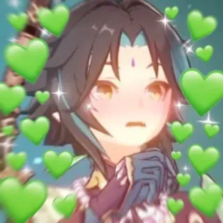 💚 Xiao Genshin Impact Anime, Genshin Impact, Xiao, Jeu vidéo, Mignon, Coeurs verts whatsapp sticker