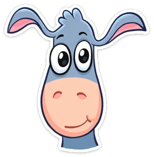 😊 ロバ, 動物, 漫画, 哺乳類, ウマ telegram sticker