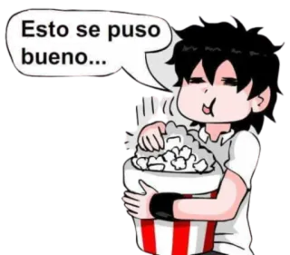 🍿 Esto se puso bueno... ポップコーン, 食べ物, 食べる, 興奮, アニメ, スナック telegram sticker