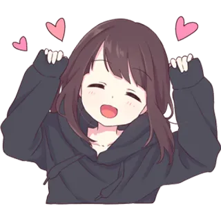 💗 Anime, Gadis, Kawaii, Lucu, Hati, Senang, Chibi telegram sticker