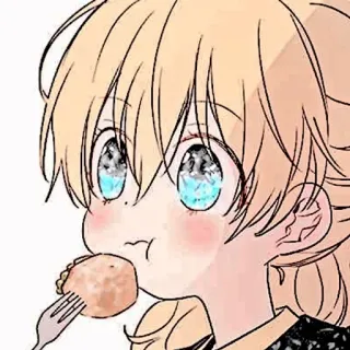 🍼 动漫, 卡通, 吃, 可爱, 女孩, 金发, 食物, 漫画 whatsapp sticker