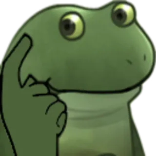 🤓 rana, pensando, reflexionando, verde, meme whatsapp sticker