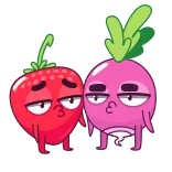 👊 Erdbeere, Radieschen, Kuss, Cartoon, Gemüse, Obst, süß, lustig telegram sticker