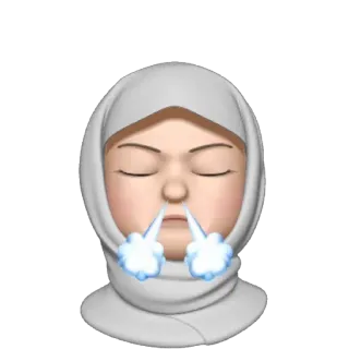 😤 visage expirant, emoji, islam, hijab, femme, respiration telegram sticker