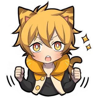😦 애니메이션, 캣보이, 만화, 카와이, 귀여운, 치비, 팬아트 telegram sticker