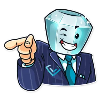 😎 diamante, empresario, dibujo animado, señalando, guiño, corbata, traje whatsapp sticker