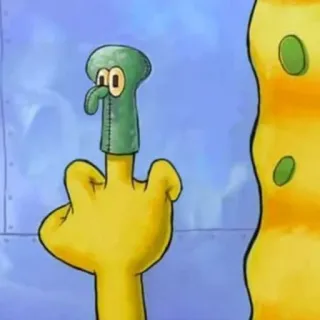 🧽 Squidward Spongebob Squarepants doigt d'honneur, dessin animé, offensant, carlo, bob l'éponge whatsapp sticker