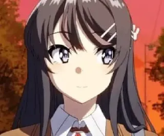 🙃 Mai Sakurajima Rascal Does Not Dream of Bunny Girl Senpai Anime, Ragazza, capelli castani, personaggio, Bunny Girl Senpai, carina telegram sticker