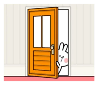 👀 Hase, Tür, Cartoon, süß, spähen, Tier whatsapp sticker