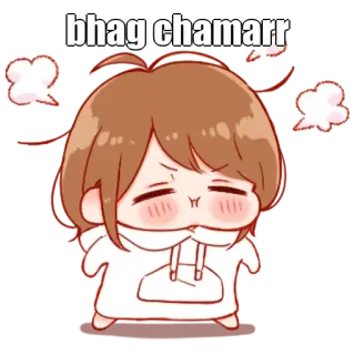 🤔 bhag chamarr arrabbiato, frustrato, contrariato, anime, manga, offensivo, dispregiativo whatsapp sticker