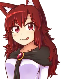 😋 anime meisje, kattenoortjes, rood haar, cartoon, vrouwelijk, fantasie telegram sticker