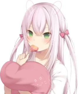 😻 anime, girl, heart, cute, lollipop whatsapp sticker
