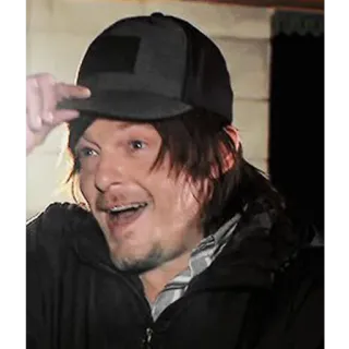😃 Norman Reedus acteur, man, beroemdheid, persoon, portret, baseballpet whatsapp sticker