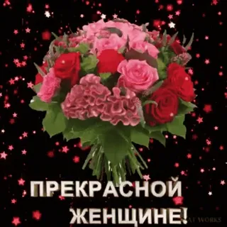 💐 ПРЕКРАСНОЙ ЖЕНЩИНЕ! flores, ramalhete, cumprimento, rosas telegram sticker