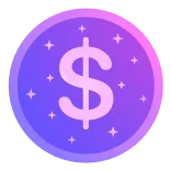 💲 $ dollar, money, currency, finance, purple, sparkle, coin, icon telegram sticker