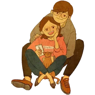 👫 Graffolio 사랑, 커플, 만화, 귀여운, 포옹, 함께 whatsapp sticker