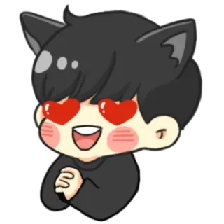 😍 кошачьи ушки, глаза-сердечки, каваий, милый, аниме, мультфильм telegram sticker