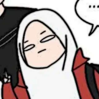 🧨 dessin animé, femme, hijab, musulman, ennuyé(e), fatigué(e) whatsapp sticker