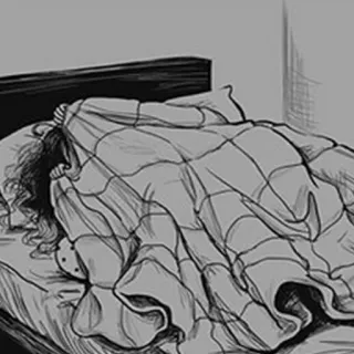 😴 Schlafzimmer, Bett, Decke, Schlaf, Zeichnung, Ruhe, Zuhause telegram sticker