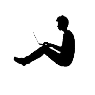 🥺 Silueta, Persona, Portátil, Sentado, Ordenador, Tecnología telegram sticker