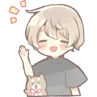 👋 อนิเมะ, การ์ตูน, ตัวละคร, คาวาอิ, น่ารัก, หมา, มีความสุข telegram sticker
