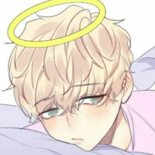 🍭 Anime, Ángel, Chico, Lindo, Halo, Pelo Rubio, Dibujos animados whatsapp sticker